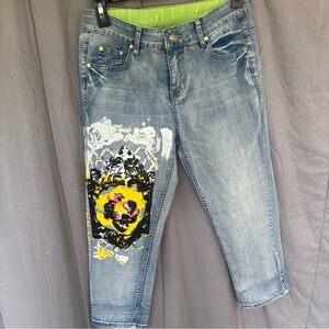 Simon Chang Lime Green and Blue Denim